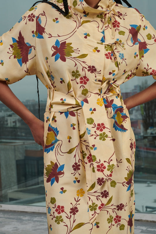 DRESS WINSLET MULTICO ECRU