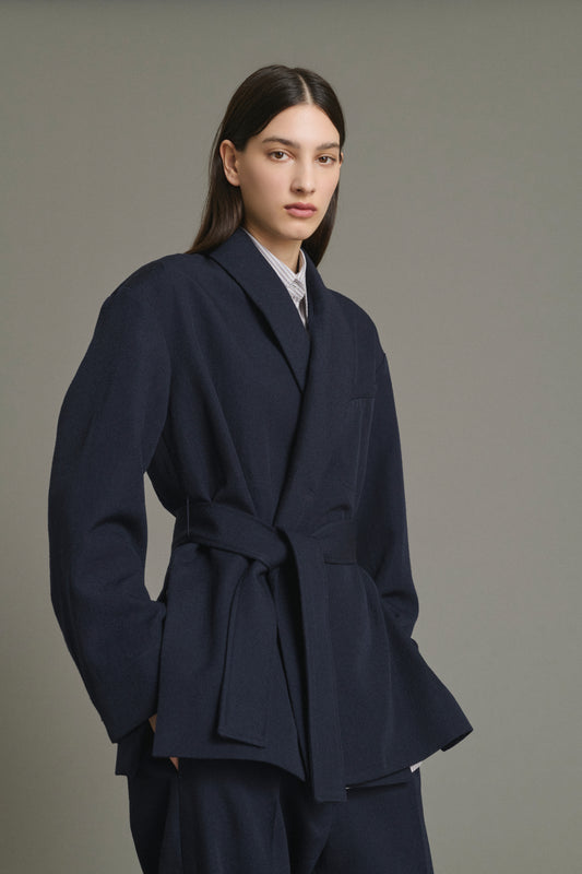 Come Jacket - Navy - Wool - Women