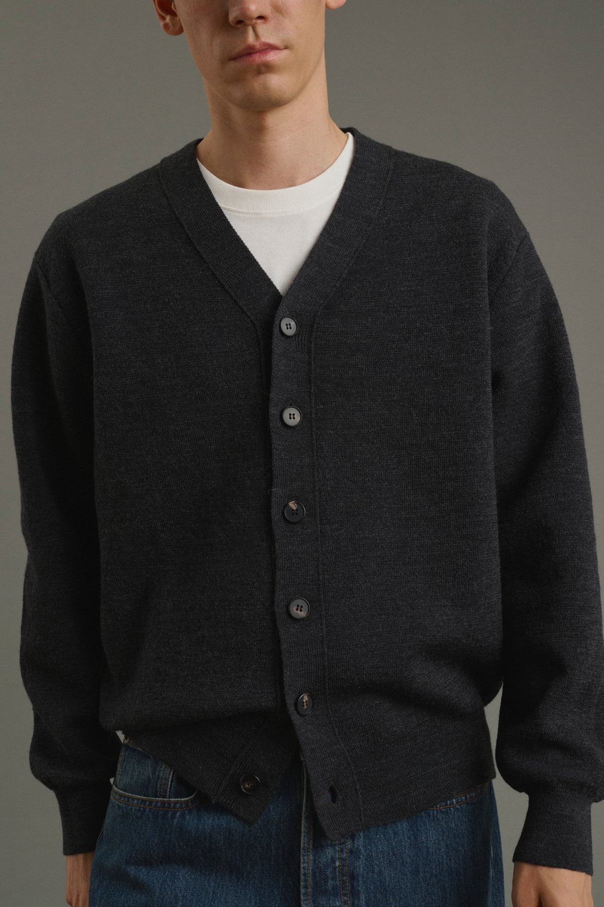 Cardigan Romeo - Charcoal Grey - Wool - Men