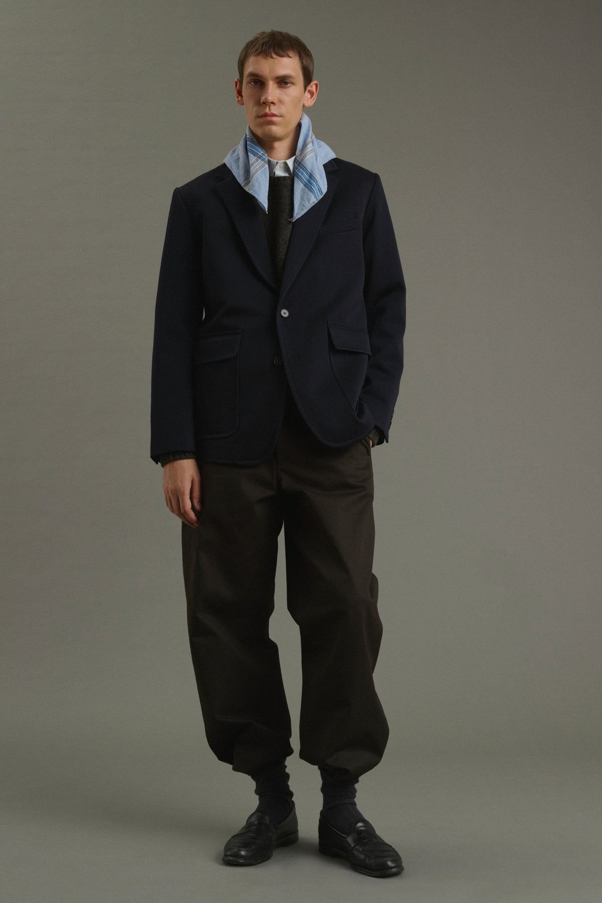 Scarf Paulin - Sky Blue/Black - Cotton - Men