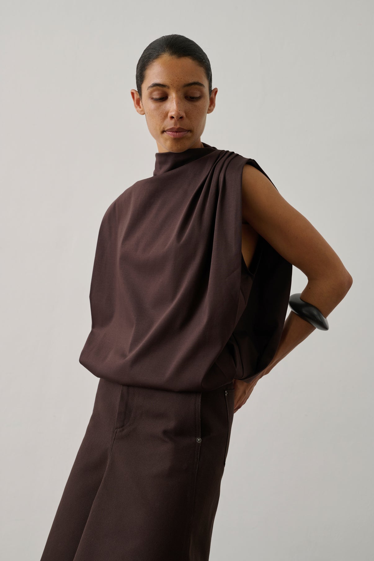 Idris top - Dark Brown - Cotton - Women vue 1