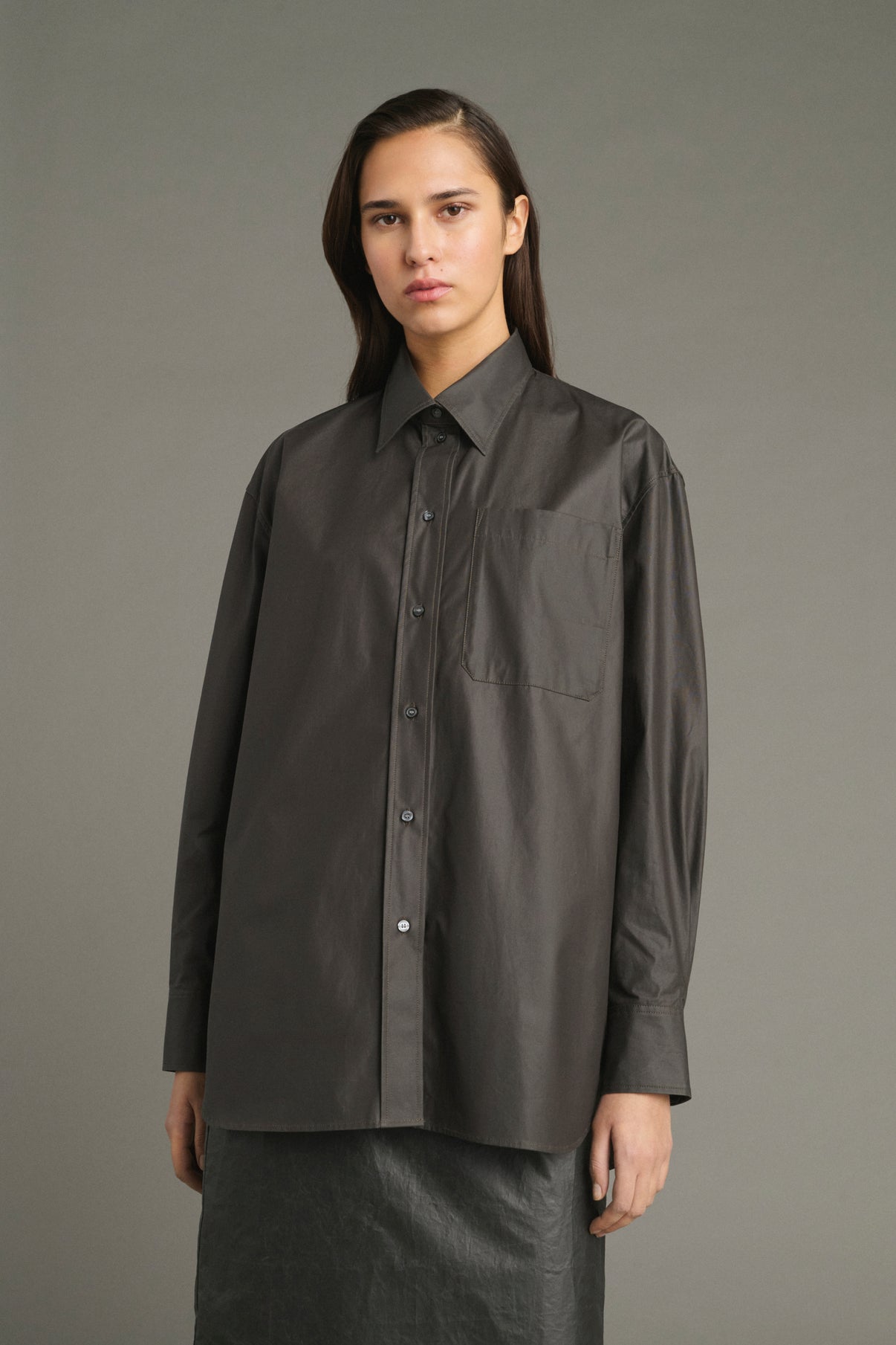 Carlotta shirt - Dark brown - Cotton - Women vue 3