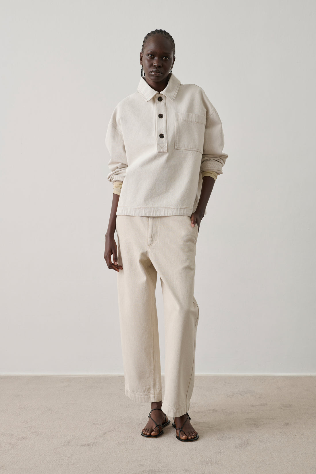 dress white trousers Clovis - Off-White Cotton Relaxed Women Collar:19.0 Tina Holly Couture TK102 Loft Petites friendly and flowy polyester