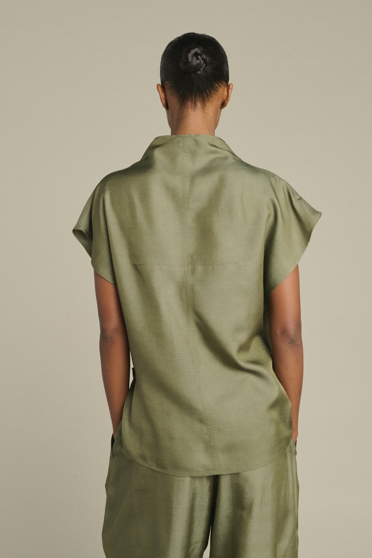 Kora blouse - Sage Green - Silk - Women vue 2