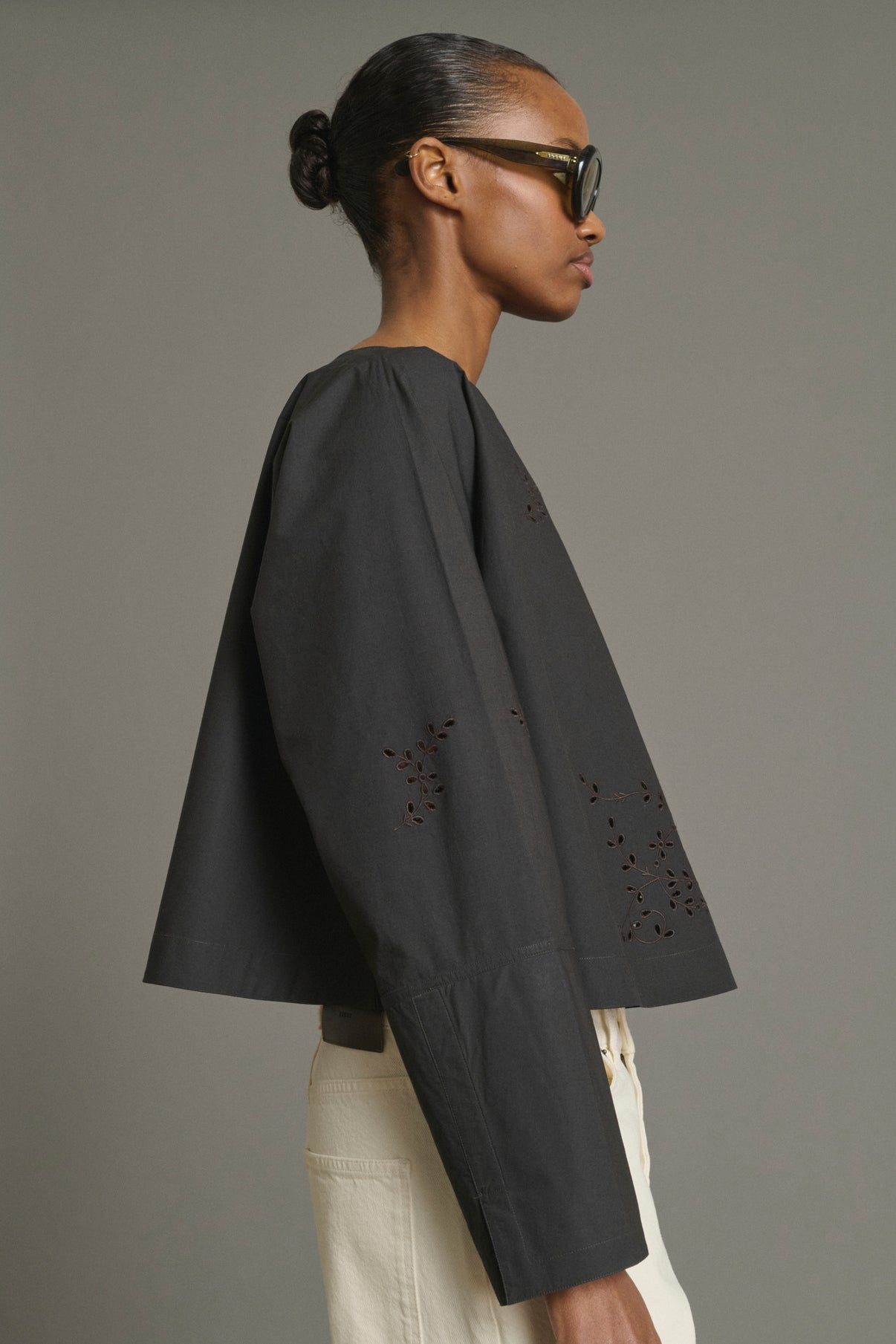 Hansel Blouse - Anthracite Grey - Cotton - Women vue 3