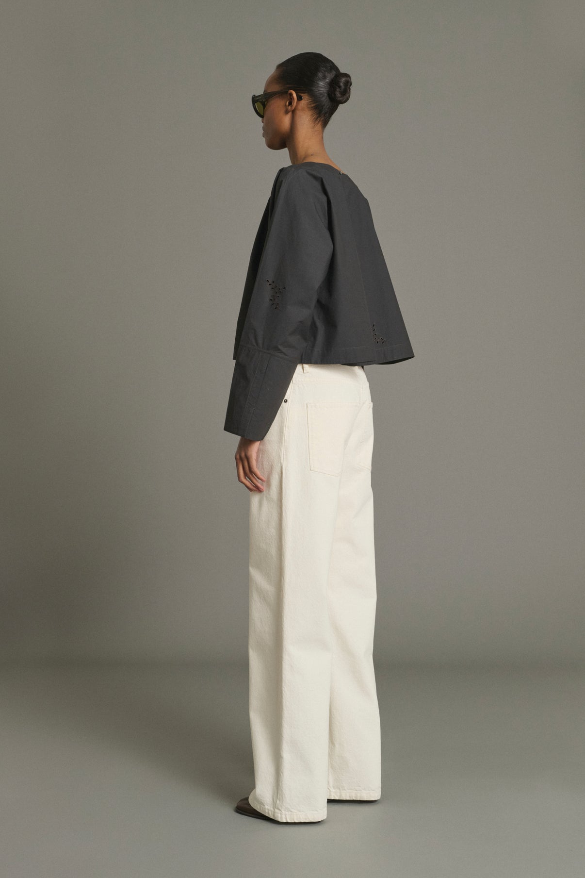 Hansel Blouse - Anthracite Grey - Cotton - Women vue 4