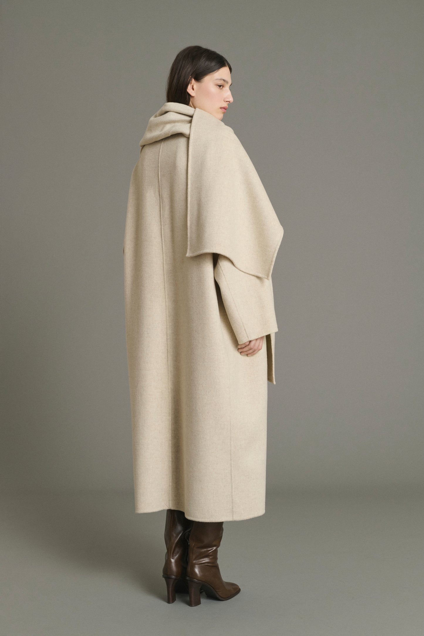 Finn coat - Ecru/Grey - Wool - Women