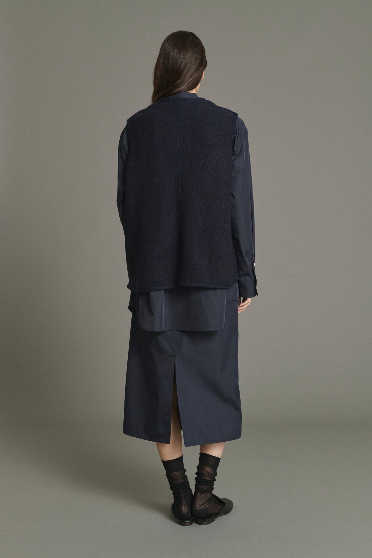 Chicago Jacket - Navy Boiled Wool Women - Soeur vue 2