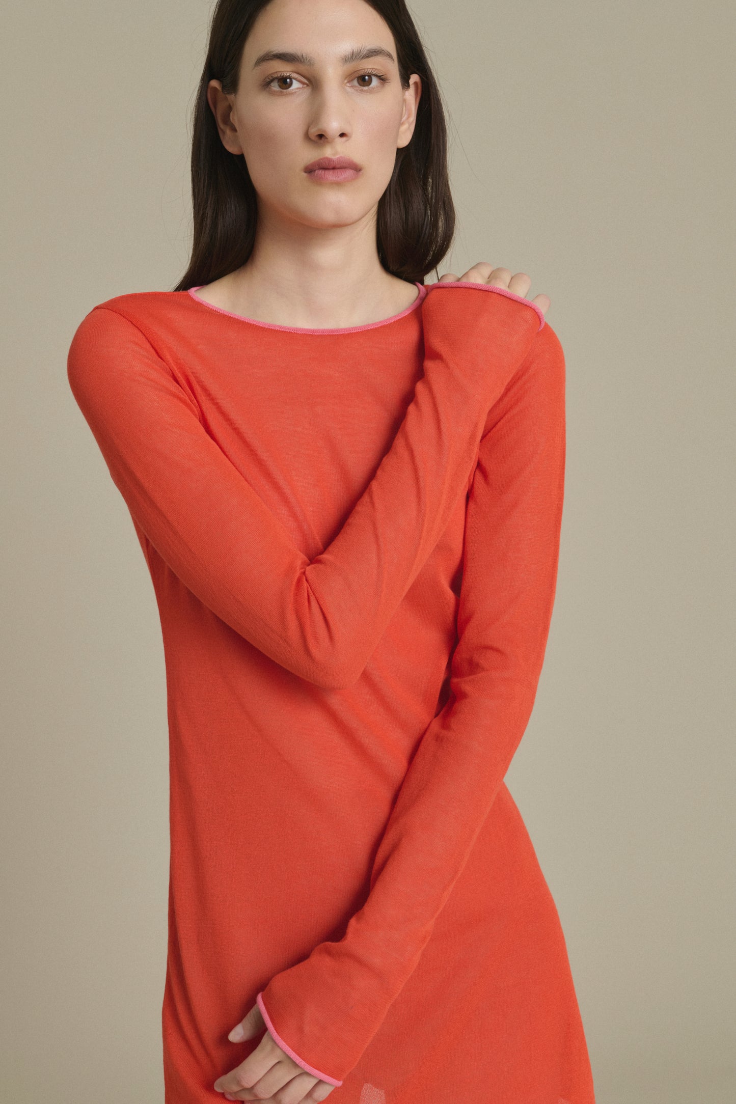 Robe Irene mini rouge orangé en maille Soeur & TL180 - Soeur