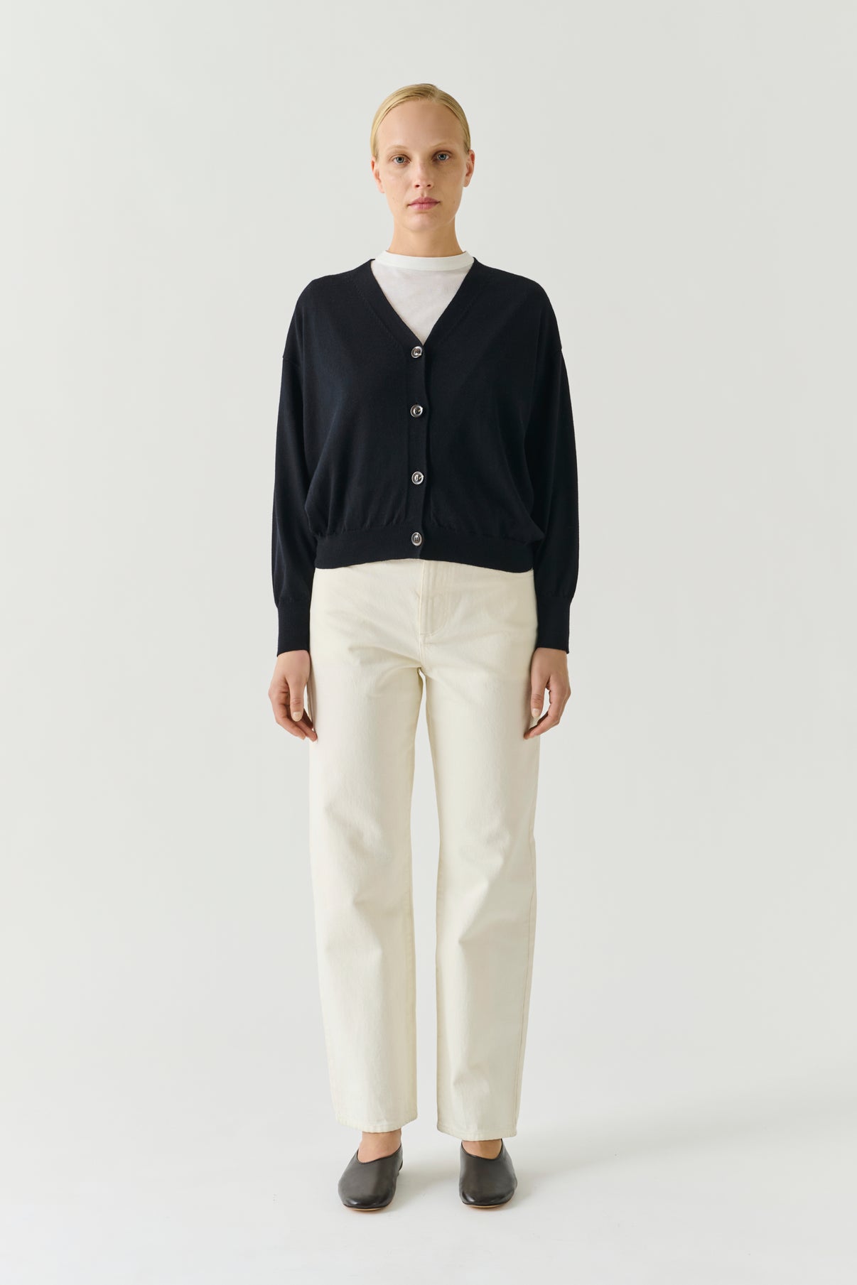 Cardigan Idem - Black - Merino Wool - Women vue 2